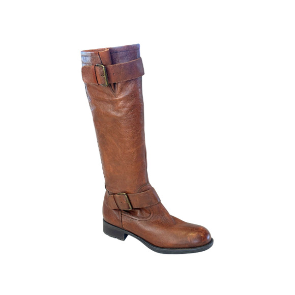 Franco Sarto Boots Pluto Riding Tall Knee High Cognac Brown Leather Women’s 8M - Picture 1 of 10
